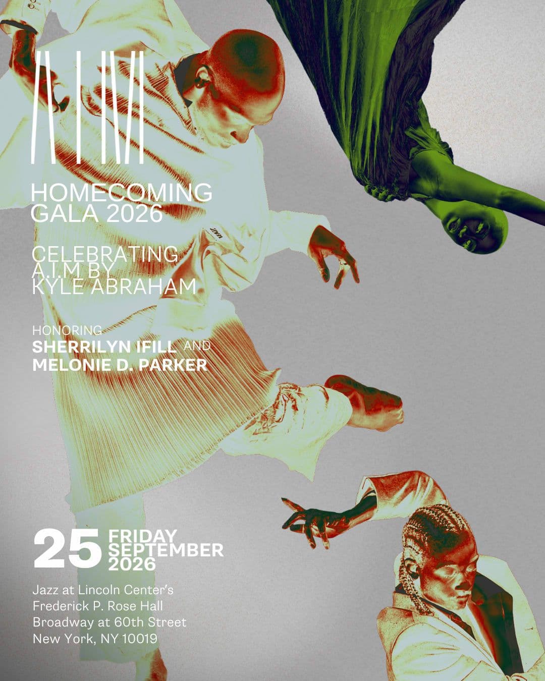 flyer for A.I.M by Kyle Abraham Annual Homecoming Gala